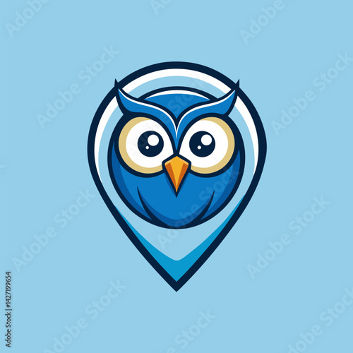 Wise Navigator: A stylized graphic of an owl, embodying knowledge and guidance, within a location marker, symbolizing direction and understanding.