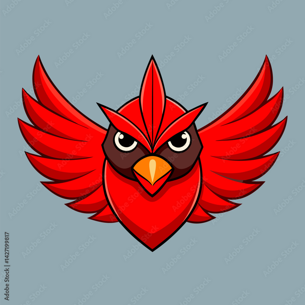 Obraz premium Cardinal Illustration: A striking digital illustration of a vibrant cardinal bird, its fiery red plumage and intricate design commands attention against a subtle background.