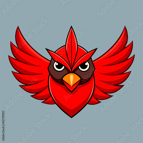 Cardinal Illustration: A striking digital illustration of a vibrant cardinal bird, its fiery red plumage and intricate design commands attention against a subtle background.