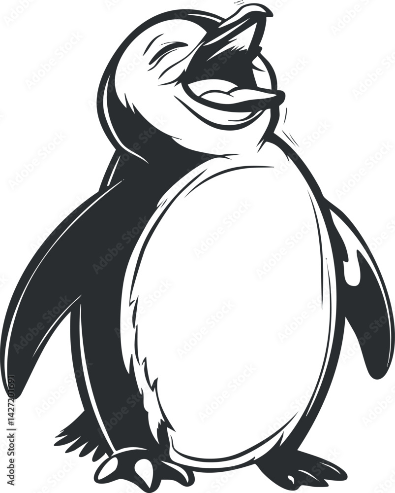 Fototapeta premium A cheerful cartoon penguin character with a big smile, perfect for fun designs and illustrations.