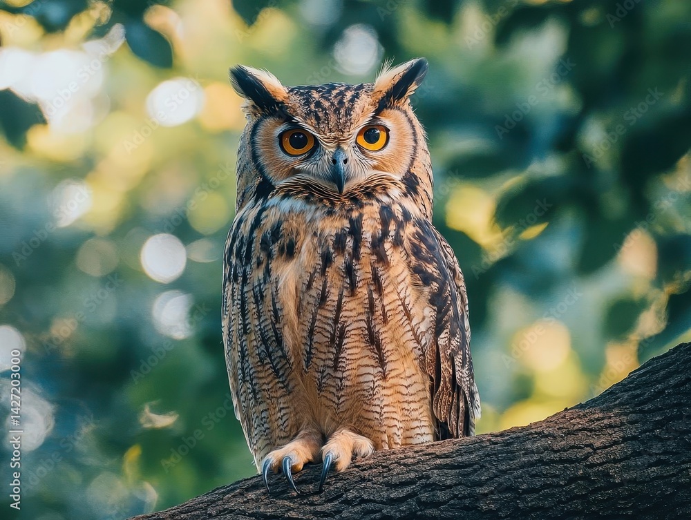 Obraz premium A closeup of an owl perched on a tree branch, Birds, Mysterious and wise