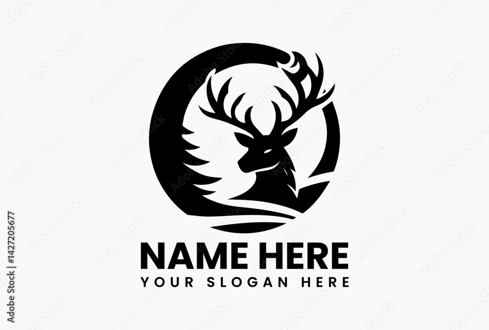 Single-line continuous deer silhouette, minimalist logo for eco-conscious brands and artisanal products Single-line continuous deer silhouette, minimalist logo for eco-conscious brands and artisanal products