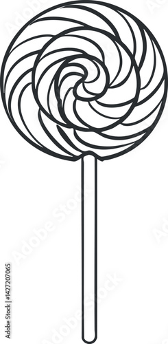 A colorful spiral lollipop on a stick perfect for parties and celebrations.
