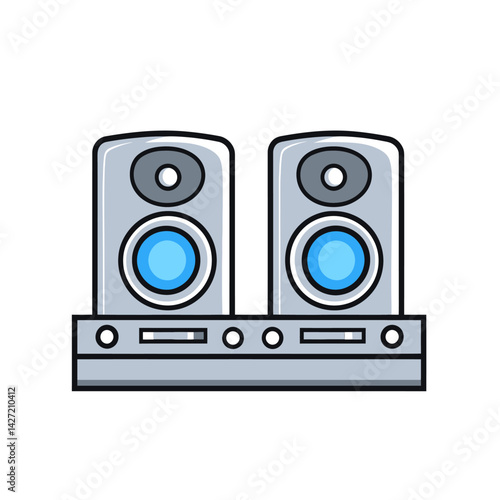 Modern flat design features a Sound System Icon set against a white background