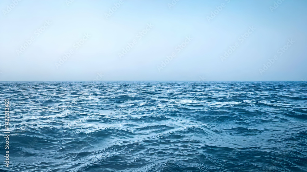 Vast Blue Ocean Horizon Wide Shot Vast Blue Ocean Horizon Wide Shot