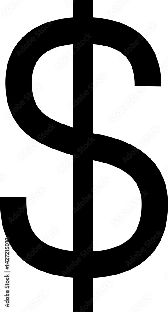 Black and white minimal illustration of the American dollar symbol, perfect for financial, business, or economic design projects. High-quality vector art Black and white minimal illustration of the American dollar symbol, perfect for financial, business, or economic design projects. High-quality vector art