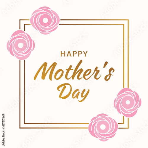 Happy Mother's Day Flowers vector art frame