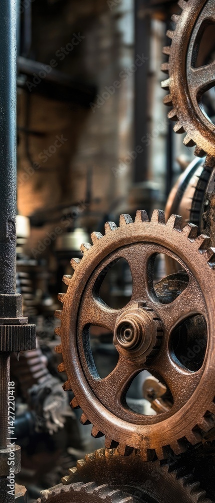 Obraz premium Rusty Gears Industrial Revolution Machinery CloseUp.
