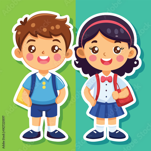 Smiling school children in uniform