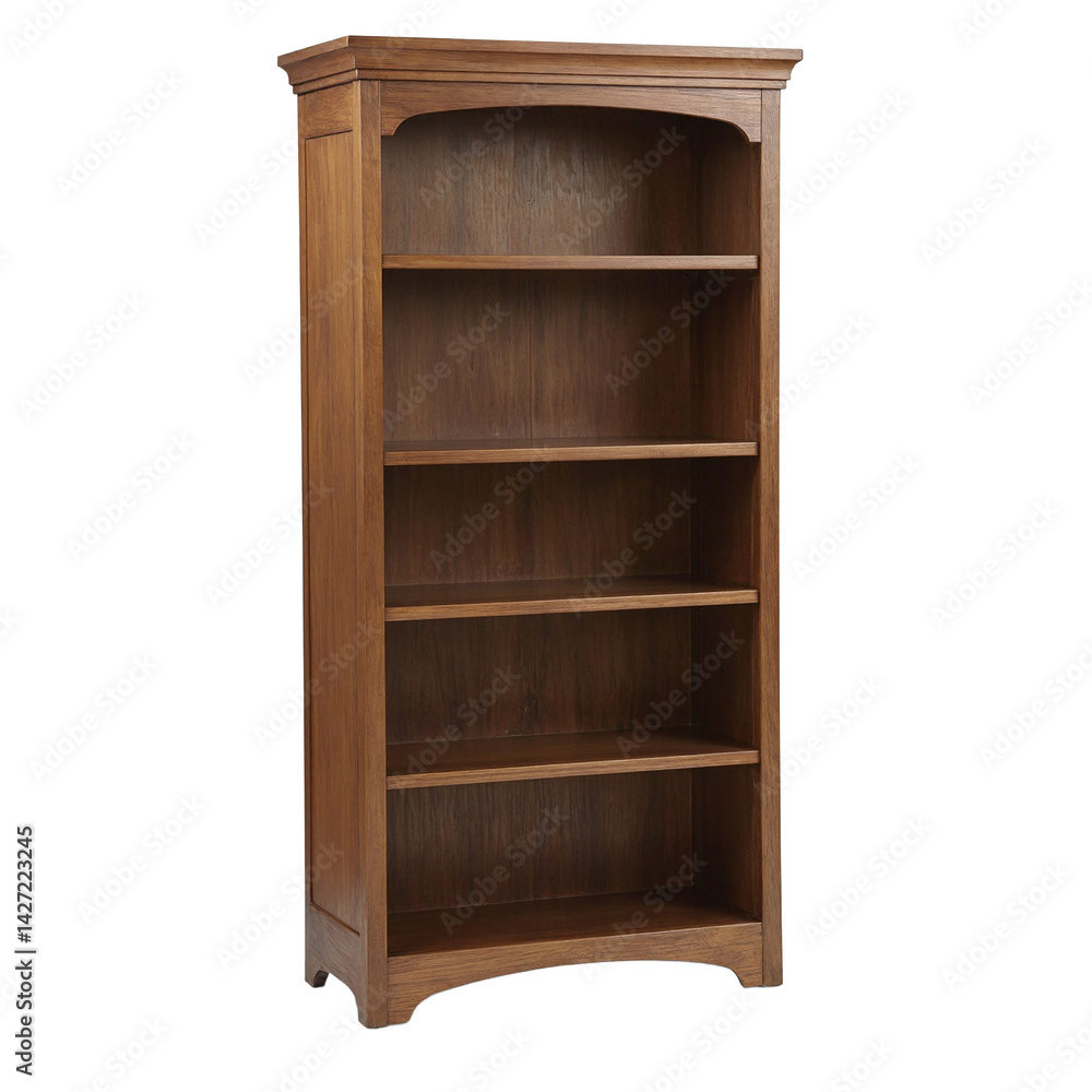 Isolated traditional dark oak tall bookcase on white background Isolated traditional dark oak tall bookcase on white background