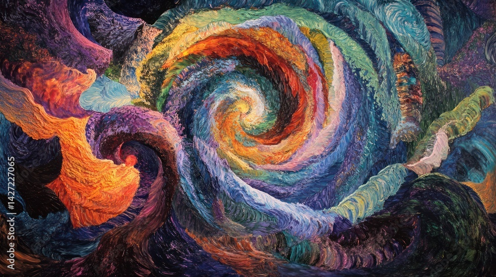 A colorful artistic swirl creates a sense of movement and flow A colorful artistic swirl creates a sense of movement and flow