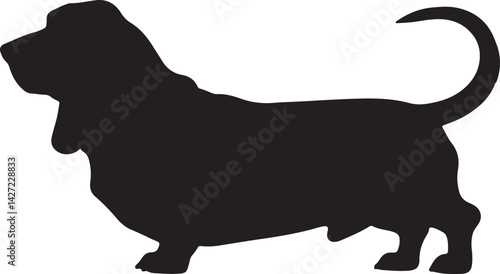 Basset Hound Silhouette with Droopy Ears