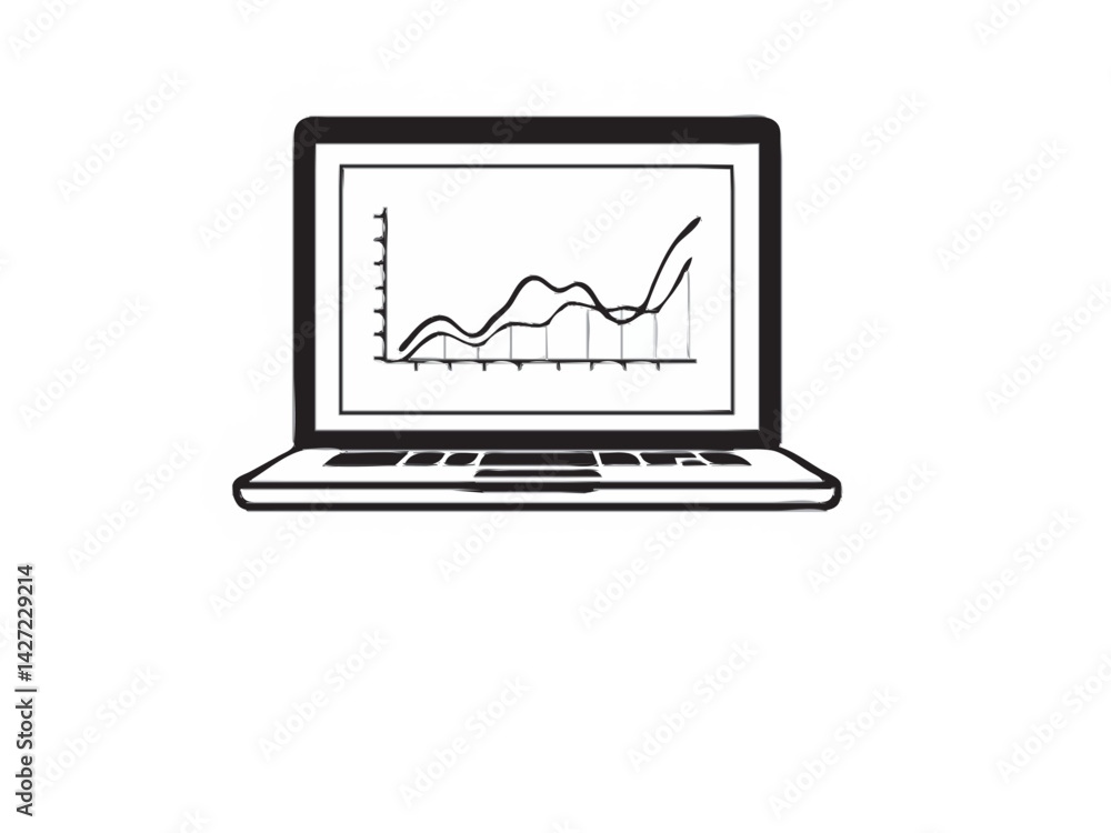 Laptop screen displays data analysis charts, graphs, and business insights. Laptop screen displays data analysis charts, graphs, and business insights.