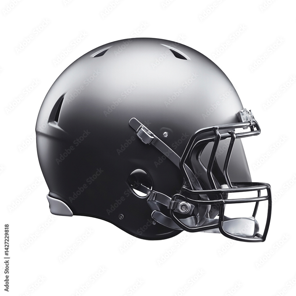 Isolated modern ergonomic football helmet with matte finish on a white background Isolated modern ergonomic football helmet with matte finish on a white background