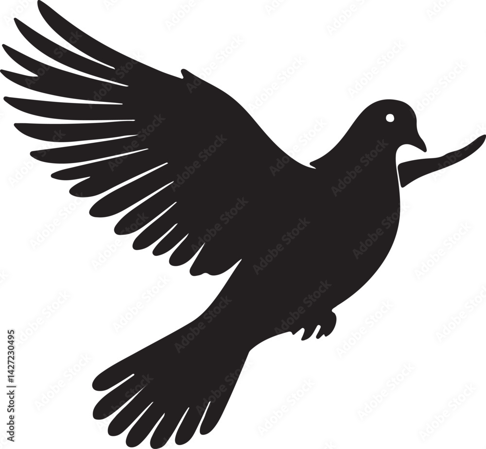 Obraz premium Dove vector silhouette on white background