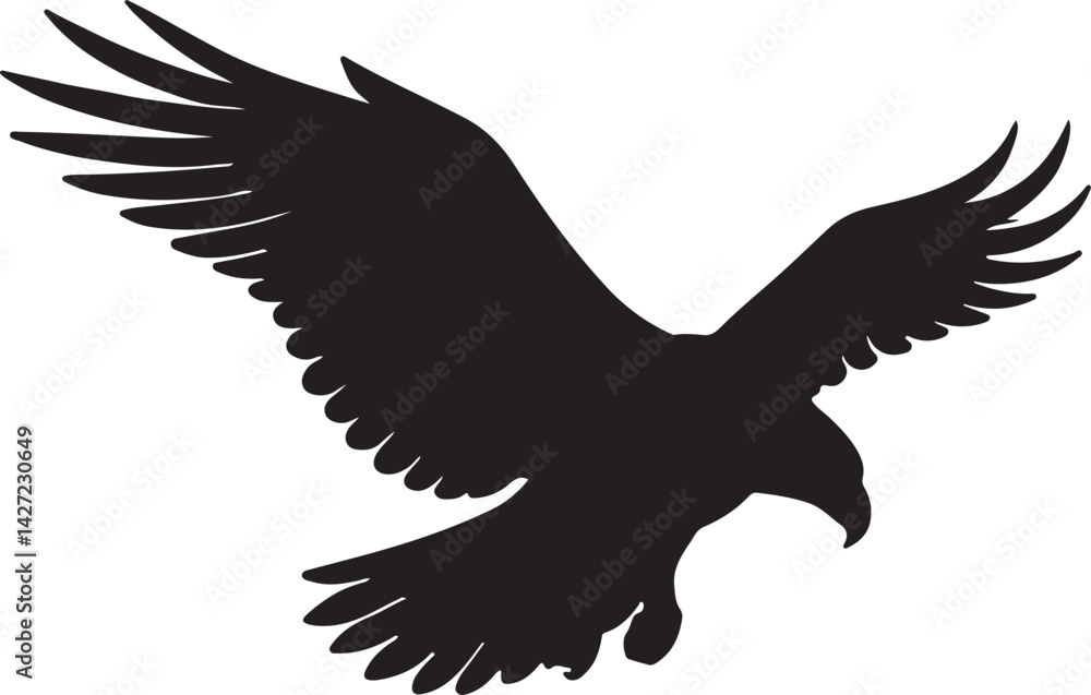 Fototapeta premium Eagle vector silhouette on white background