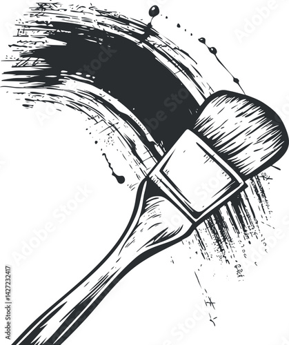Illustration of a paintbrush with dynamic ink strokes showcasing artistic creativity and expression.