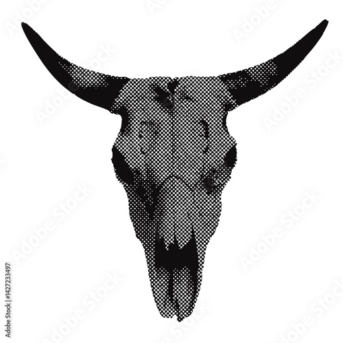 wild west animal skull western vintage halftone grunge vector design element