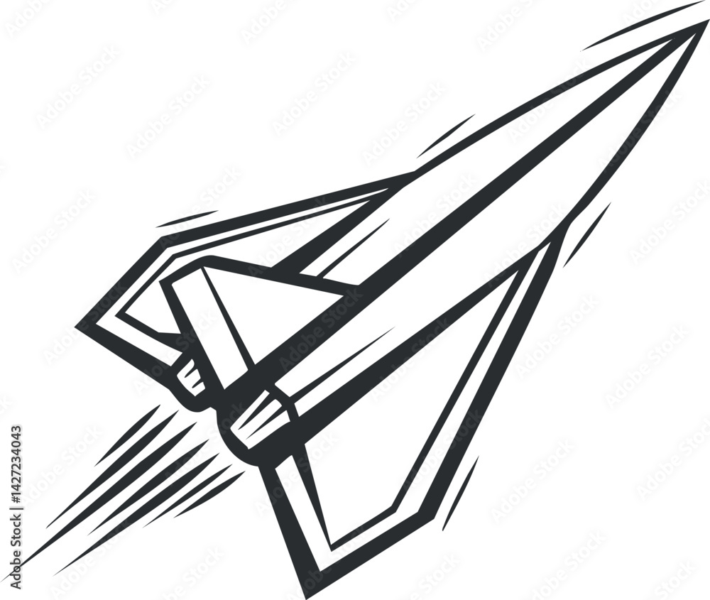 Obraz premium A stylized illustration of a paper rocket symbolizing flight and innovation in design.