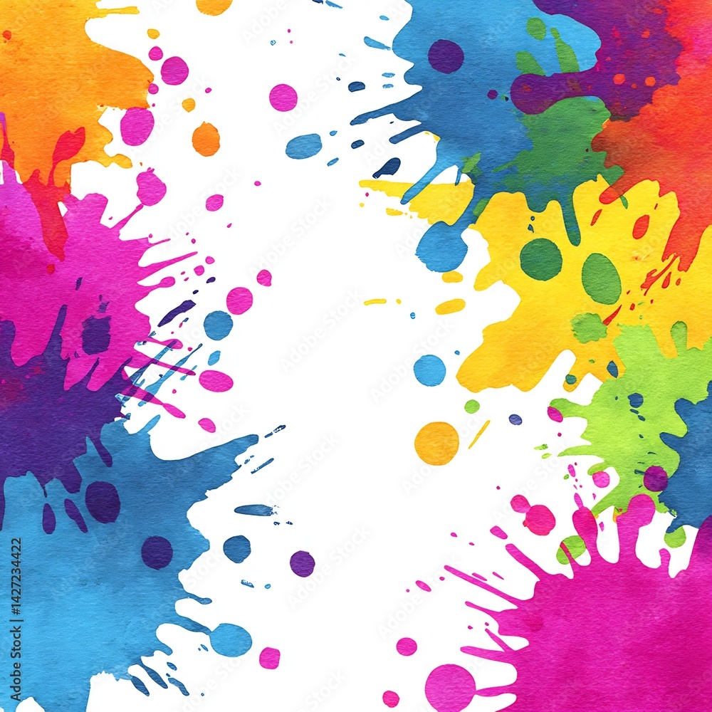 Watercolor effect with Holi splashes Watercolor effect with Holi splashes
