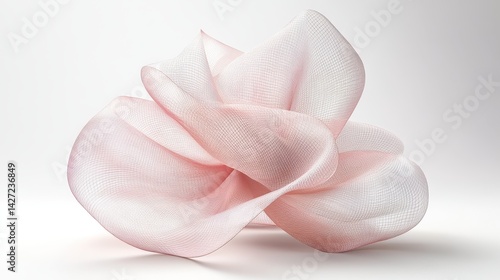 Pink fabric flower, abstract art, studio shot, white background, design element