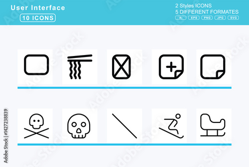 Set of 5 rounded user interface icons,navigation, network, cloud, neuter, nfc