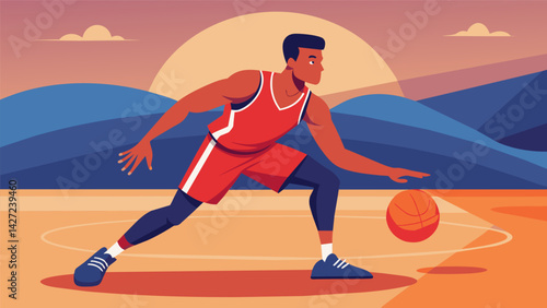 A skilled player dominates the court with their impressive ballhandling skills leaving their opponents in the dust.. Vector illustration
