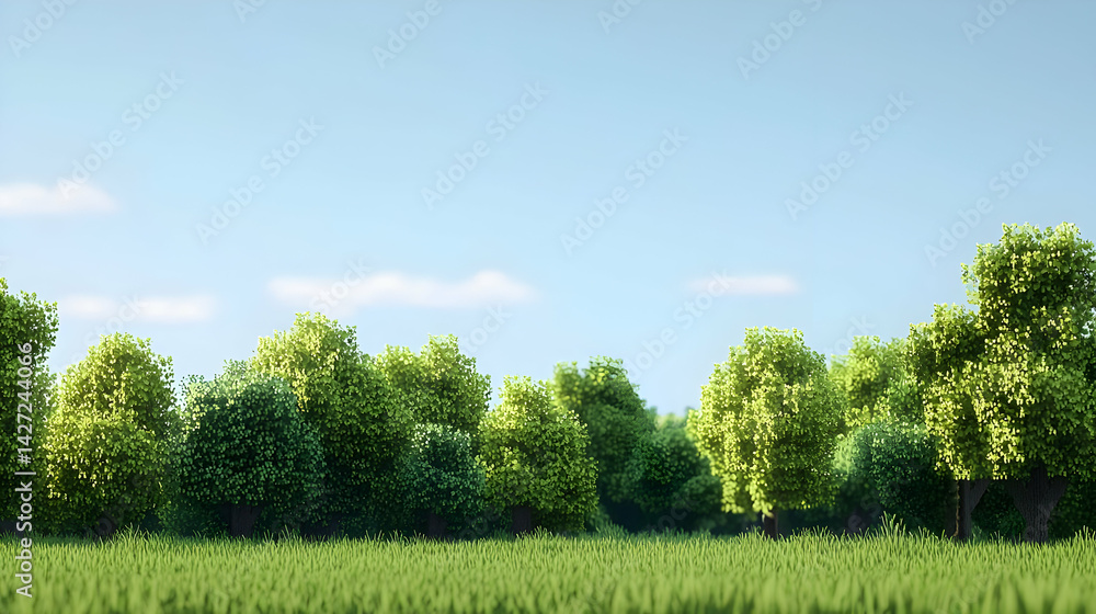 Fototapeta premium Pixelated Forest Landscape In Summer