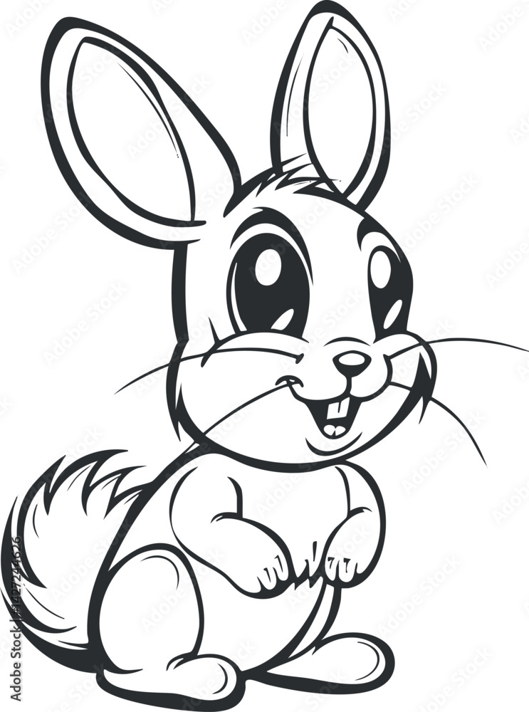 A cute cartoon rabbit character with big ears and a cheerful expression perfect for children's illustrations. A cute cartoon rabbit character with big ears and a cheerful expression perfect for children's illustrations.