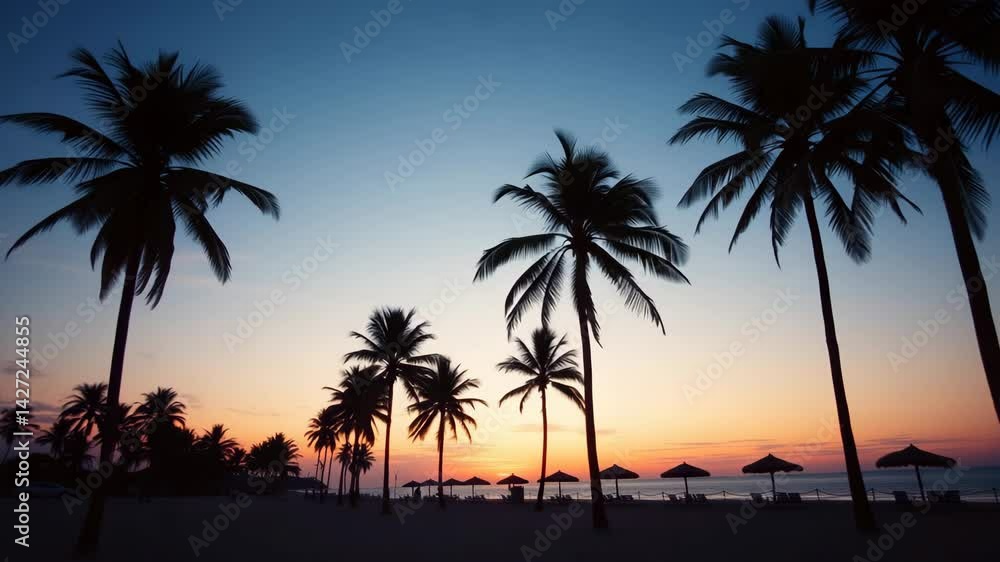 Vaporwave palm trees on the beach at sunset Retrowave background 4K Vaporwave palm trees on the beach at sunset Retrowave background 4K