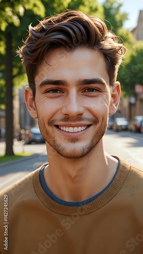 Portrait of a simple happy young man 