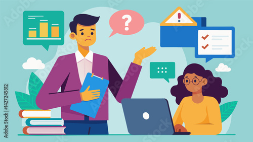 A counselor uses visual aids to explain the consequences of defaulting on student loans emphasizing the importance of seeking help before its too. Vector illustration