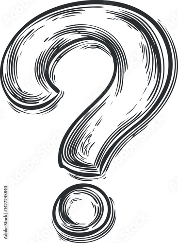 A hand-drawn question mark symbol representing inquiry and uncertainty in a creative style.