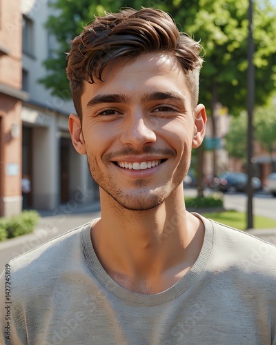 Portrait of a simple happy young man 