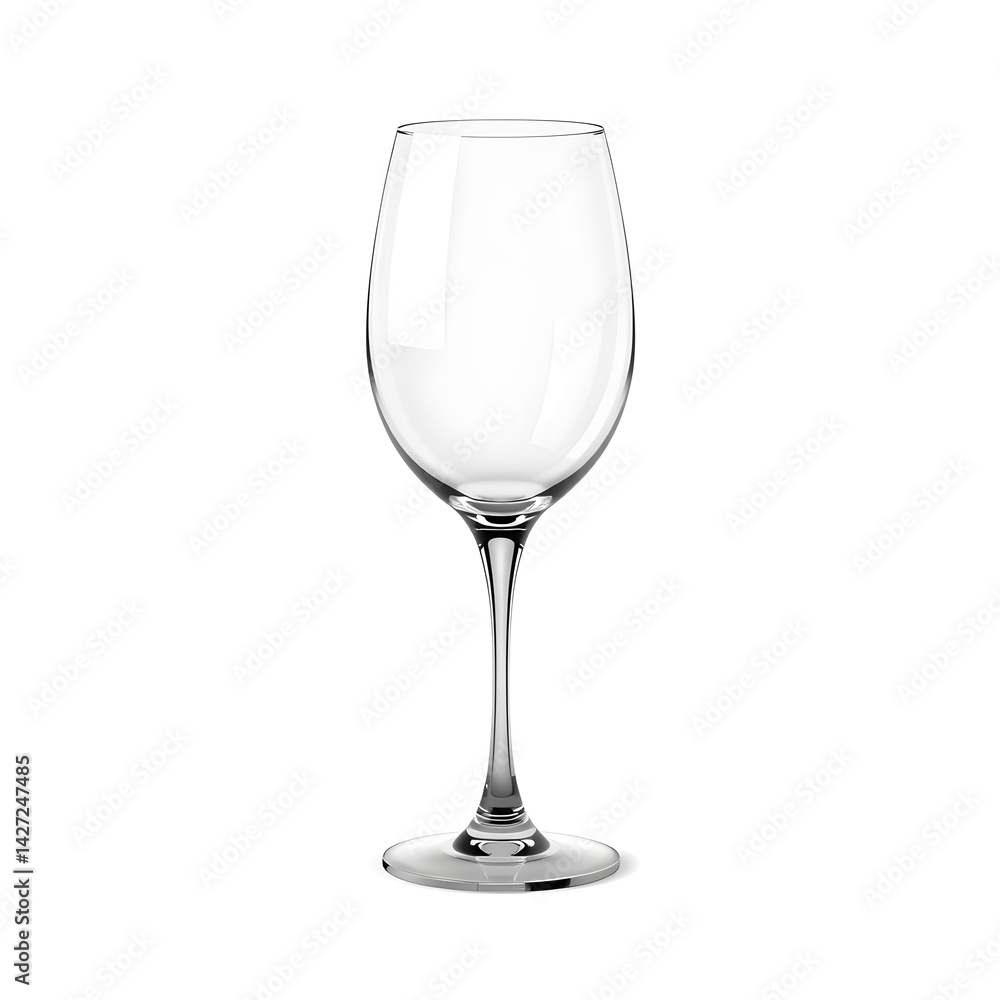 Wine Glass – A 3D elegant glass wine glass, sleek and transparent, glossy polished finish, delicate thin stem, white background, icon illustration. Generative AI Wine Glass – A 3D elegant glass wine glass, sleek and transparent, glossy polished finish, delicate thin stem, white background, icon illustration. Generative AI