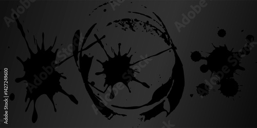 Dark Black background. Modern lines tatto abstract presentation background. Luxury paper cut background