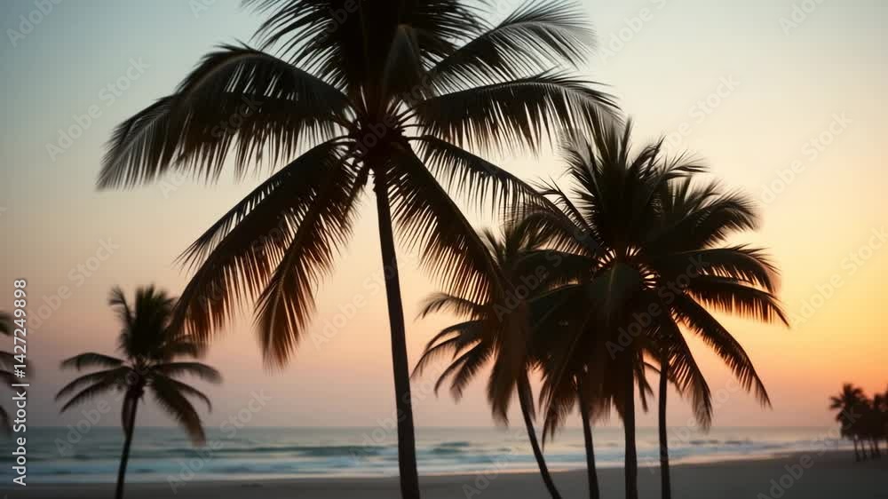 Vaporwave palm trees on the beach at sunset Retrowave background 4K Vaporwave palm trees on the beach at sunset Retrowave background 4K