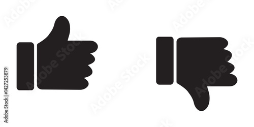 Thumb up and down outline icon isolated on white background. Like and dislike social network pictograms. Outline positive and negative buttons. Thump Up and Thump Down or Like and Dislike buttons.  