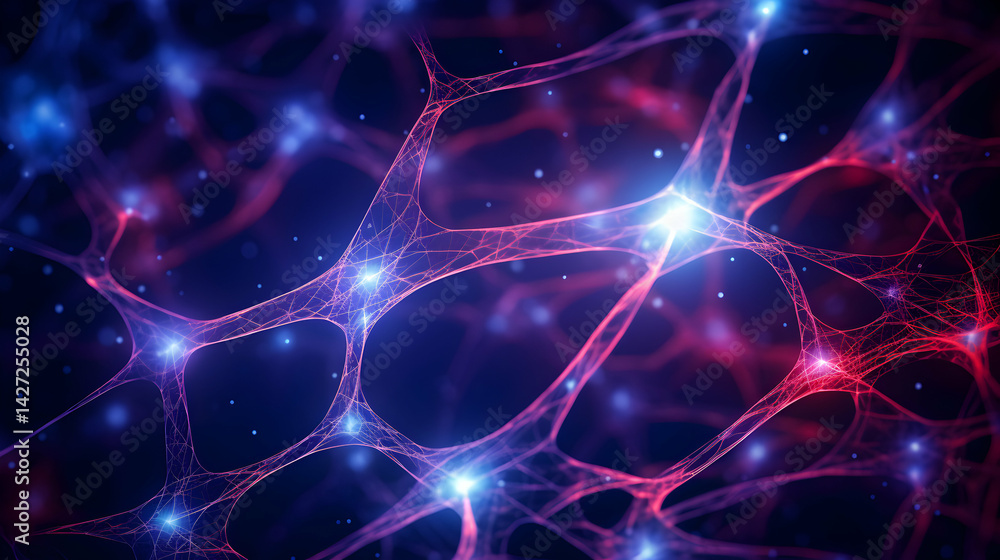 Fototapeta premium Intricate Neural Network Visualization with Glowing Synapses and Vibrant Hues
