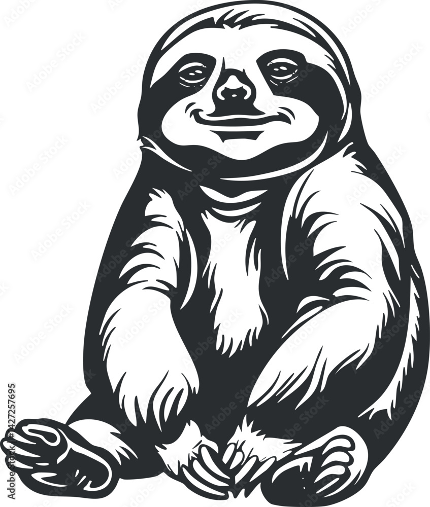 Fototapeta premium A cheerful sloth illustration showcasing its unique features and adorable personality in a playful style.