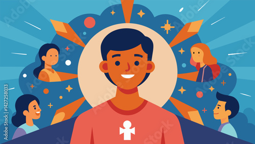 A person battling a serious illness facing each day with a smile and inspiring others with their unwavering courage.. Vector illustration