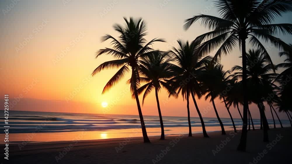 Vaporwave palm trees on the beach at sunset Retrowave background 4K Vaporwave palm trees on the beach at sunset Retrowave background 4K