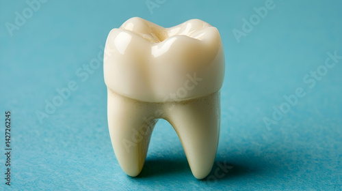 Obraz na płótnie Realistic Tooth Model on Blue Background for Dental Education and Awareness w salonie