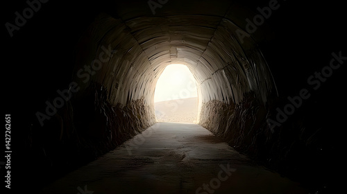 Dark Tunnel Entrance With Light