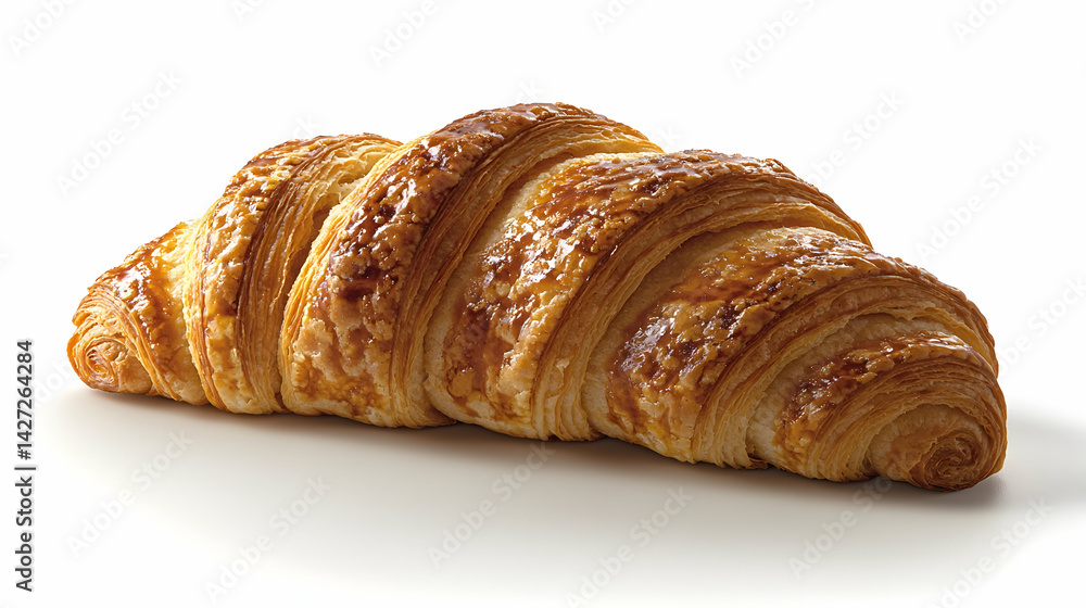Freshly Baked Golden Croissant on White Background Freshly Baked Golden Croissant on White Background