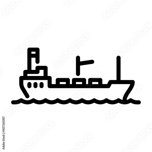 tanker ship filled outline icon. oil tanker color line illustration.