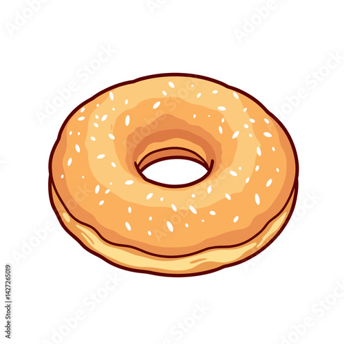 Bagel vector illustration, whole, bright design, appetizing food concept