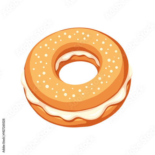 Cream cheese bagel vector, delicious breakfast option, culinary delight
