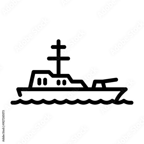naval ship filled outline icon. warship color line illustration.