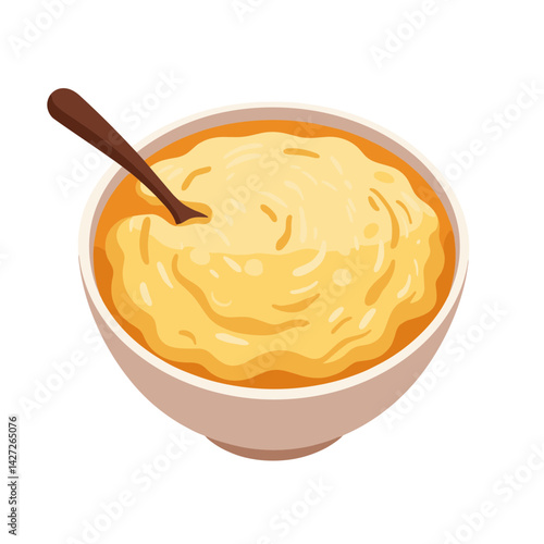 Cornmeal porridge vector, creamy texture, warm comfort food concept